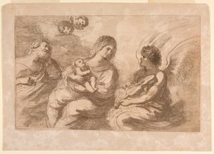 ヴァイオリンを弾く天使と聖母、幼児、ヨセフ 作： Francesco Bartolozzi