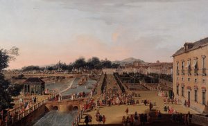 アランフェスの庭園にあるブラガンザのフェルディナンド6世とバーバラ、1756年