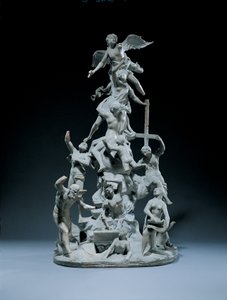 復活を表す彫刻された寓話的なグループ（白い大理石） 作： Francesco Bertos