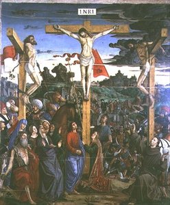 聖ジェロームと聖フランシスコのいる磔刑（パネル 作： Francesco Bianchi Ferrari