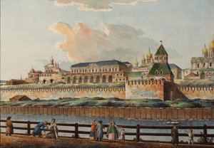 1780年代、モスクワ川から見た冬のクレムリン宮殿 作： Francesco Camporesi