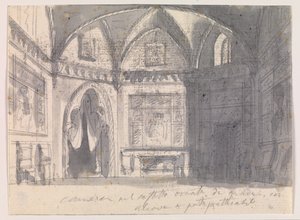 ゴシック様式の丸天井とアルコーブのあるホール 作： Francesco Cocchi