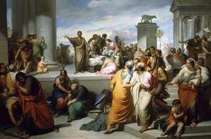 ルクレチアの遺体をローマ市民に見せるブルータス（フランチェスコ・コゲッティ（1804-1875）作