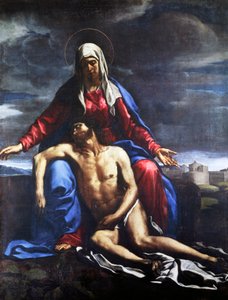 フランチェスコ・コッツァ（1605-1682）作「敬虔」、油彩・キャンバス、221x167cm。