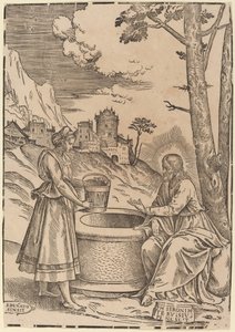 キリストとサマリアの女 作： Francesco Denanto after Girolamo Pennacchi