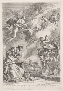 聖グレゴリオ大王と聖ヒエロニムスが煉獄で魂のために祈る Molte Anime del Purgatorio portate dagli Angeli in Cielo per le pregiere di S. Gregorio I. Pontefice Romano (オブジェクトのタイトル) 作： Francesco Fontebasso