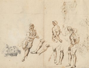 女性の頭と男性の裸体の研究 [裏面]