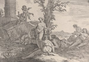 Bacchanals and Histories、1744年からの6人のニンフと2つのプッティ。 作： Francesco Fontebasso