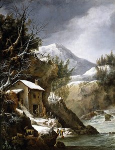 山の冬景色（油彩・キャンバス） 作： Francesco Foschi