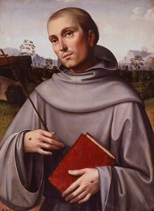フランチェスコ・フランシア作（1450～1517年頃）の聖フランシスコ、1500年頃、パネル、55x45cm