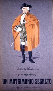 ドメニコ・チマローザ(1749 - 1801)の「秘密の結婚」の登場人物「ロビンソン伯爵」。F.ガンバ（ミラノ・スカラ座）の衣装 作： Francesco Gamba