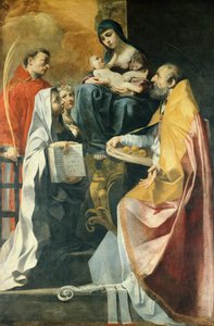 ジャン・フランチェスコ・ジェッシ（1588-1649）作、4人の聖人とマドンナ、238x153cm 作： Francesco Giovanni Gessi