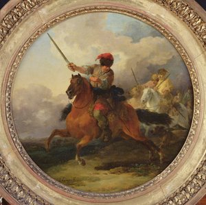 ブルガリアの騎手（銅に油彩） 作： Francesco Giuseppe Casanova
