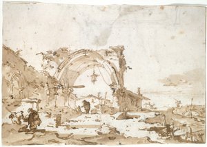 ゴシック様式のアーチが台無しになった奇想曲 作： Francesco Guardi