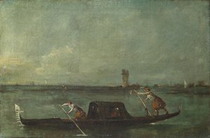 1780年後のメストレ近くのラグーンのゴンドラ