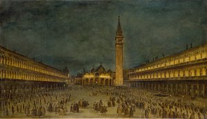 サン・マルコ広場の夜の行列（1755年頃 作： Francesco Guardi