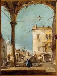 ヴェネツィアのポルティコ 画：フランチェスコ・グアルディ（1712-1793） 18世紀 パリ、ジャックマール美術館 アンドレ 作： Francesco Guardi