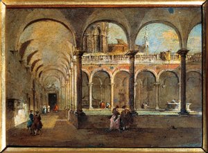 イタリア、ヴェネツィア、修道士の回廊 (絵画) 作： Francesco Guardi