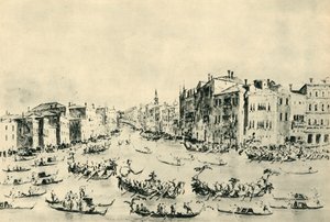 大運河のレガッタ、ベニス、18世紀半ばから後半、1943年。 作： Francesco Guardi