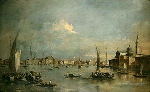 サン・ジョルジョ・マッジョーレ教会とリーヴァ・デッリ・スキアヴォーニ（油彩・キャンバス） 作： Francesco Guardi