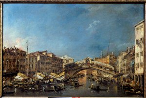 18世紀のヴェネツィアのリアルト橋 フランチェスコ・グアルディ（1712-1793）の絵画 18世紀 日0,62x0,93 m トゥールーズ、Musee des Augustins
