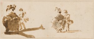 2 つのエレガントなカップル [裏面] 作： Francesco Guardi
