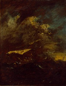 嵐の中の 2 つの船、18 世紀 作： Francesco Guardi