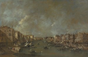 1775年後のリアルト橋からの大運河の眺め 作： Francesco Guardi
