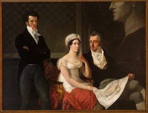 チコニャーラ家の肖像、アントニオ・カノーヴァの胸像を添えて ヘイズ、フランチェスコ（1791-1882）作。油彩・キャンバス 作： Francesco Hayez