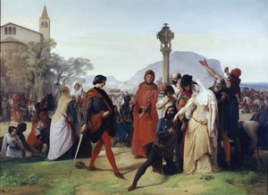 シチリアの晩餐会復活祭の火曜日-シチリア人によるフランス人虐殺、3月31日 作： Francesco Hayez