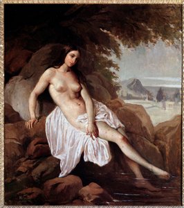 浴女の絵 フランチェスコ・ヘイズ（1791-1882） 1832年 薄暗い 63x56 cm ベルガモ、アカデミア・カッラーラ 作： Francesco Hayez
