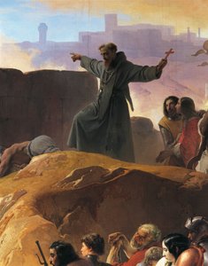 フランチェスコ・ハエズ著「エルサレムにおける最初の十字軍の喉の渇き」、詳細 作： Francesco Hayez
