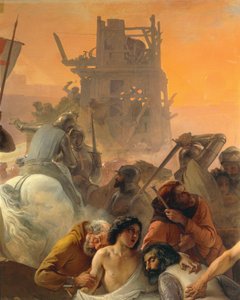 フランチェスコ・ハエズ著「エルサレムにおける最初の十字軍の喉の渇き」、詳細 作： Francesco Hayez