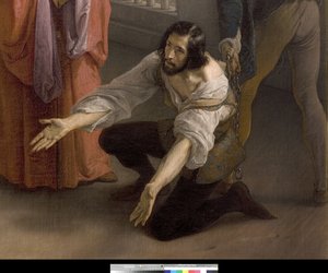 追放される前のヤコポフォスカリと彼の家族の間の最後の会議、1838-40 作： Francesco Hayez