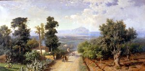 パレルモの周辺。フランチェスコ・ロジャコーノ（1841〜1915）の絵 作： Francesco Lojacono