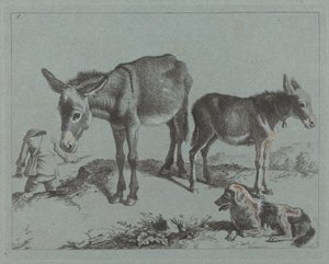 ロバと子馬、犬、農夫、17621763。 作： Francesco Londonio