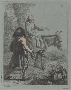 ロバに乗った農民の女性と農民の男性 作： Francesco Londonio