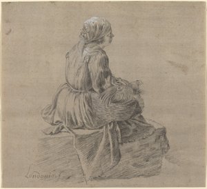 座っている農民の女性 作： Francesco Londonio