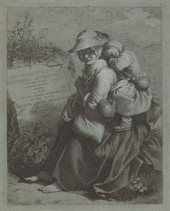 眠っている子供と座っている農民の女性、17581759。 作： Francesco Londonio