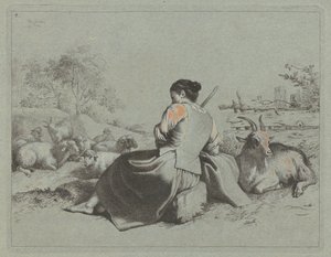 座った羊飼いの女性 1762年 作： Francesco Londonio