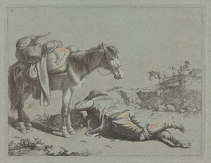 荷馬の近くで休息する羊飼い、c. 1762年。 作： Francesco Londonio