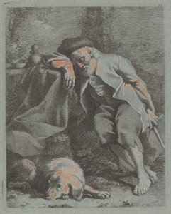 犬と眠る老人、1759年。