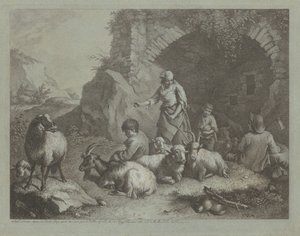 アーチの近くの女性、羊飼いの少年、羊、17591782。