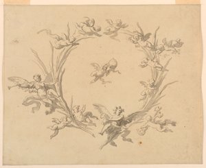 素描、フレスコ画装飾のための習作、キリナル宮殿、ローマ、1815-16年