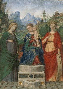 聖人セシリアとアレクサンドリアのキャサリンの間に即位した聖母子。 1510-15。 作： Francesco Morone