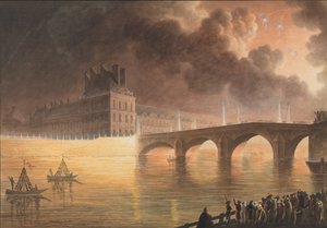 ブリュメール 18 日にパリで開催された一般平和のための饗宴。 ロイヤルブリッジ、1801-2 作： Francesco Piranesi