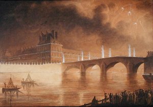 岸壁とチュイルリー橋の照明 作： Francesco Piranesi
