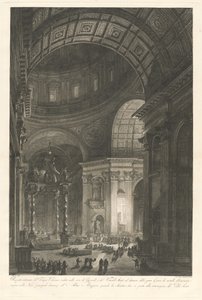 聖ペテロの十字架のイルミネーションのある聖ペテロの内部 作： Francesco Piranesi