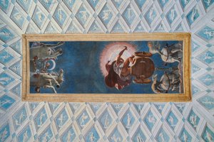 太陽と月の部屋 (Camera del Sole e della Luna): ダイアナとアポロが運転する太陽と月の戦車 作： Francesco Primaticcio