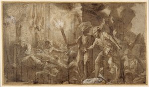 オムファレの横に横たわるヘラクレス 作： Francesco Primaticcio